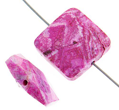 Pink Crazy Lace 16mm Faceted Square Beads