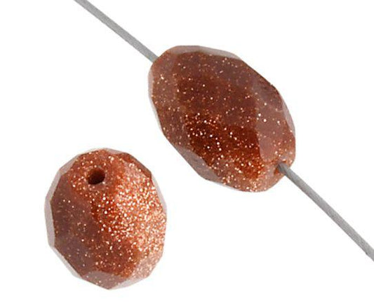 Goldstone 9x12mm Faceted Rice Beads - Too Cute Beads