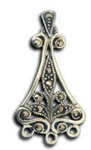 Marcasite Pendant- Triangle w/3 Rings (1pc) - Too Cute Beads