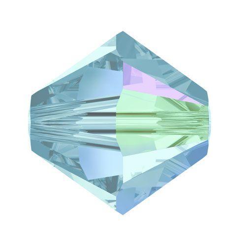 Swarovski 4mm Bicone - Aquamarine AB (10 Pack) XILION - Too Cute Beads