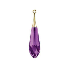 Swarovski 44mm Pure Drop Pendant with Gold Cap - Amethyst (1 Piece) - Too Cute Beads