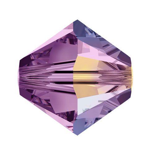 Swarovski 4mm Bicone - Light Amethyst AB (10 Pack) XILION