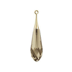 Swarovski 44mm Pure Drop Pendant with Gold Cap - Smoky Quartz (1 Piece) - Too Cute Beads