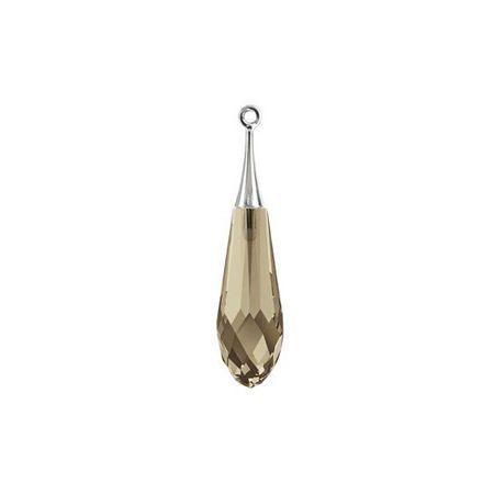 Swarovski 31.5mm Pure Drop Pendant with Rhodium Cap - Smoky Quartz (1 Piece) - Too Cute Beads