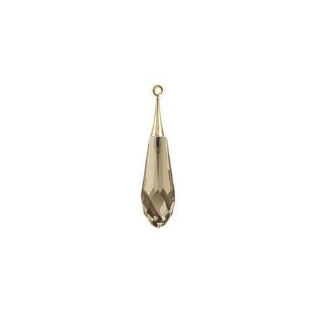 Swarovski 21mm Pure Drop Pendant with Gold Cap - Smoky Quartz (1 Piece) - Too Cute Beads