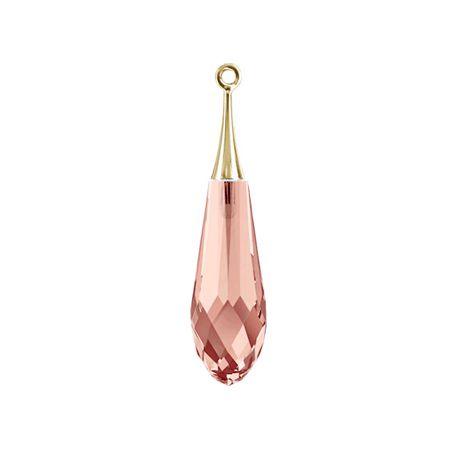 Swarovski 44mm Pure Drop Pendant with Gold Cap - Blush Rose (1 Piece) - Too Cute Beads