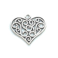 25mm Antique Silver Heart Pendant - Too Cute Beads