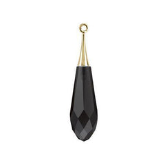 Swarovski 44mm Pure Drop Pendant with Gold Cap - Jet (1 piece) - Too Cute Beads