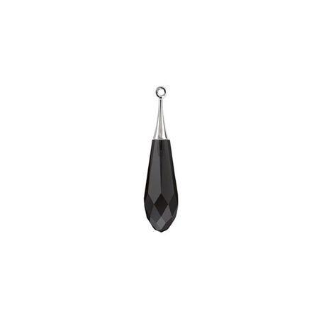 Swarovski 21mm Pure Drop Pendant with Rhodium Cap - Jet (1 piece) - Too Cute Beads