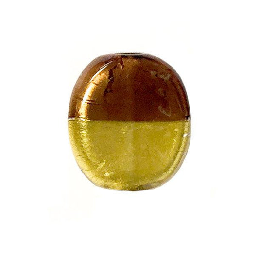 30mm Oval Murano Pendant - Brown and Gold - Too Cute Beads