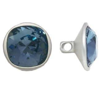 Swarovski 10mm (1811) Round Button - Denim Blue Silver