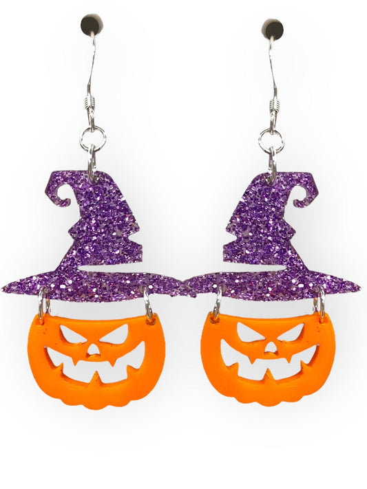 Pumpkin with Witches Hat Earring - Halloween Jewelry Making Kit - Too Cute Beads