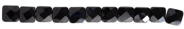 Black Onyx 16mm Faceted Square Beads