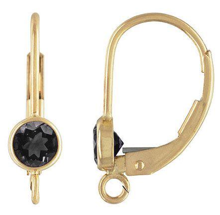 14K Gold Filled Lever back with 4mm Jet CZ (1 pair)