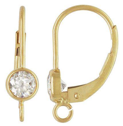 14K Gold Filled Lever back with 4mm Crystal CZ (1 pair)