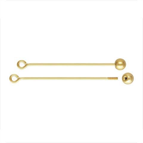 14K Gold Filled Threaded Eye-Pin - 25mm (1 Pair)