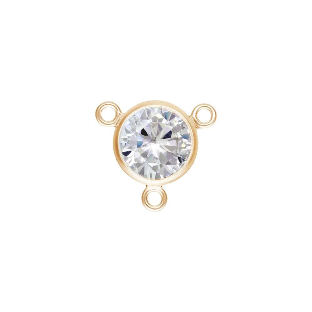 14K Gold Filled Y Bezel Connector with 6mm CZ - Too Cute Beads