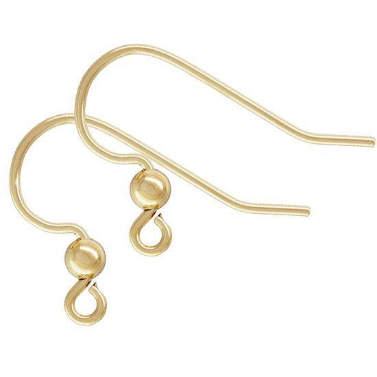 14K Gold Filled Earwire with 3mm Bead (1pair) - Too Cute Beads