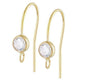 14K Gold Filled Ear Wire with 4mm Crystal CZ (1pair) - Too Cute Beads