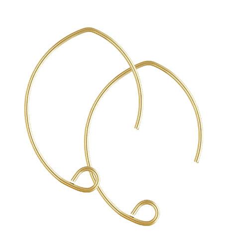 14K Gold Filled V Shape Ear Wire .030" (Sold by the Pair) - Too Cute Beads