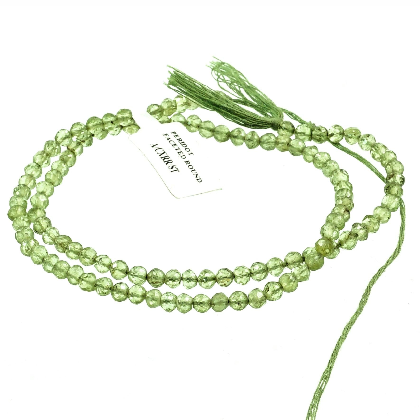 4mm Faceted Peridot Gemstone Rondelles (13 Inch Strand)