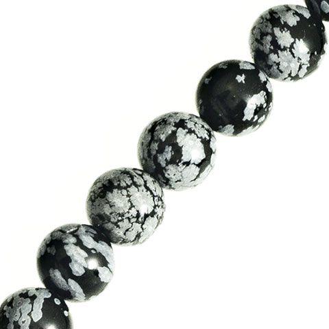 4mm Round Snowflake Obsidian Beads (Pack of 10) - Too Cute Beads