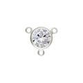 .925 Sterling Silver Y Bezel Connector with 6mm CZ - Too Cute Beads