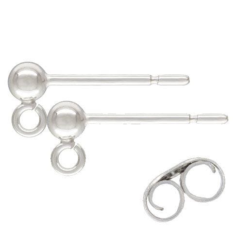 .925 Sterling Silver 3mm Ball Post Earring w/ Backing (1 Pair)