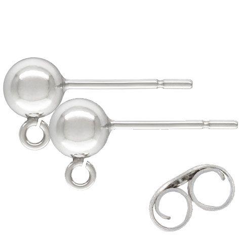 .925 Sterling Silver Earring Ball Post - 5mm (1 Pair)