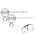 .925 Sterling Silver Earring Ball Post - 5mm (1 Pair) - Too Cute Beads