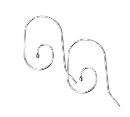 .925 Sterling Silver Interchangeable Ball End Ear Wire (1 Pair) - Too Cute Beads