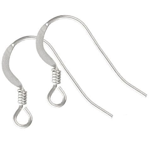 .925 Sterling Silver Ear Wire - Flat w/ Coil (1 Pair)