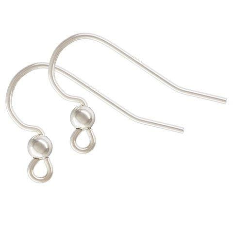 .925 Sterling Silver Ear Wire w/ 3mm Silver Bead (1 Pair) - Too Cute Beads