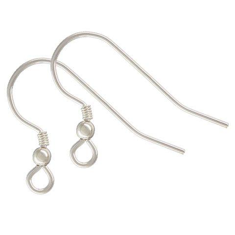 .925 Sterling Silver Ear Wire w/ Bead & Coil (1 Pair) - Too Cute Beads