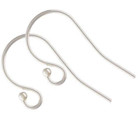 .925 Sterling Silver Ball End Ear Wire (1 Pair) - Too Cute Beads