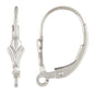 .925 Sterling Silver Fleur De Lis Design Lever Back Earring (1 Pair) - Too Cute Beads