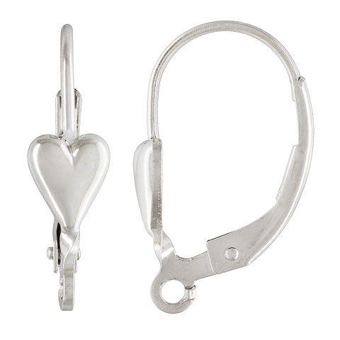 .925 Sterling Silver Heart Design Lever Back Earring (1 Pair)