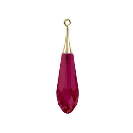 Swarovski 44mm Pure Drop Pendant with Gold Cap - Ruby (1 Piece)