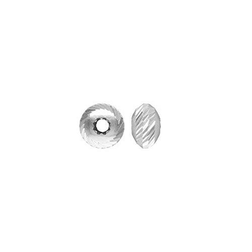 .925 Sterling Silver Saucer Multi-Cut Bead - 4.5x3mm (10 Pack) - Too Cute Beads