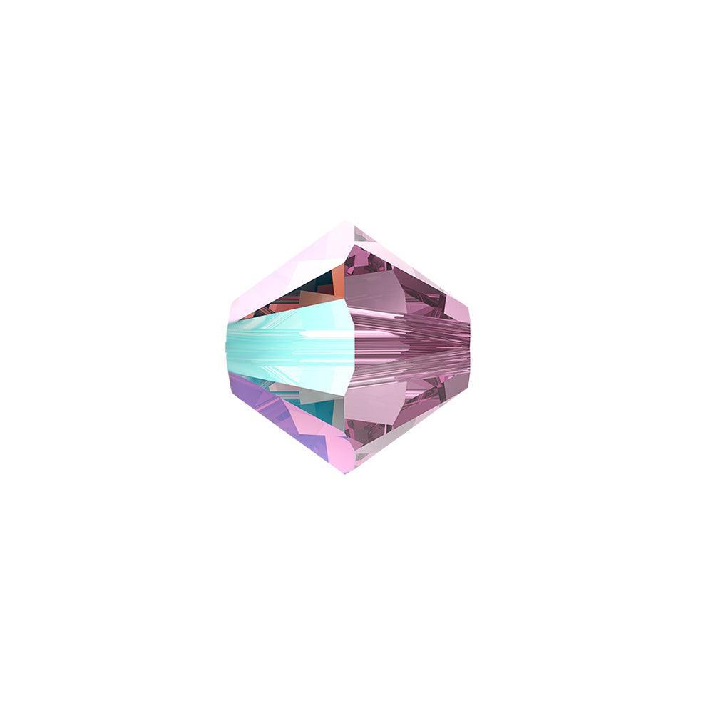 Swarovski (5328) 4mm Bicone Bead - Light Amethyst Shimmer (Pack of 10) - Too Cute Beads