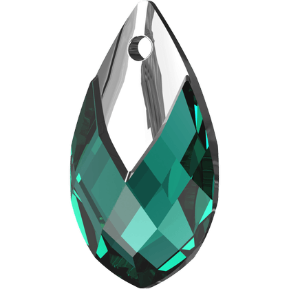 Swarovski (6565) 22mm Metallic Cap Pear-Shaped Pendant - Emerald Light Chrome - Too Cute Beads