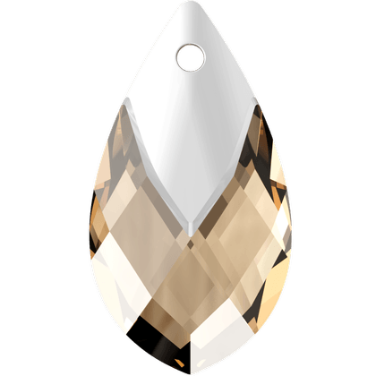 Swarovski (6565) 22mm Metallic Cap Pear-Shaped Pendant - Light Colorado Topaz Light Chrome - Too Cute Beads