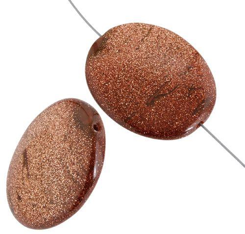 Goldstone 30x40mm Oval Beads - Too Cute Beads