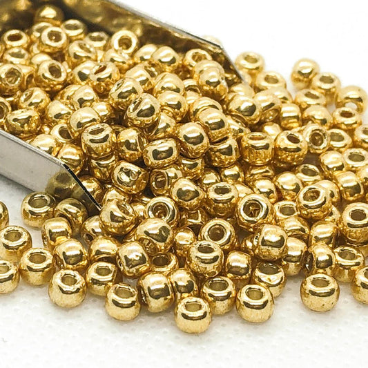 TOHO 6/0 Permanent Finish Seed Beads - Gold Galvanized (14g - Approx 180 Pieces) - Too Cute Beads