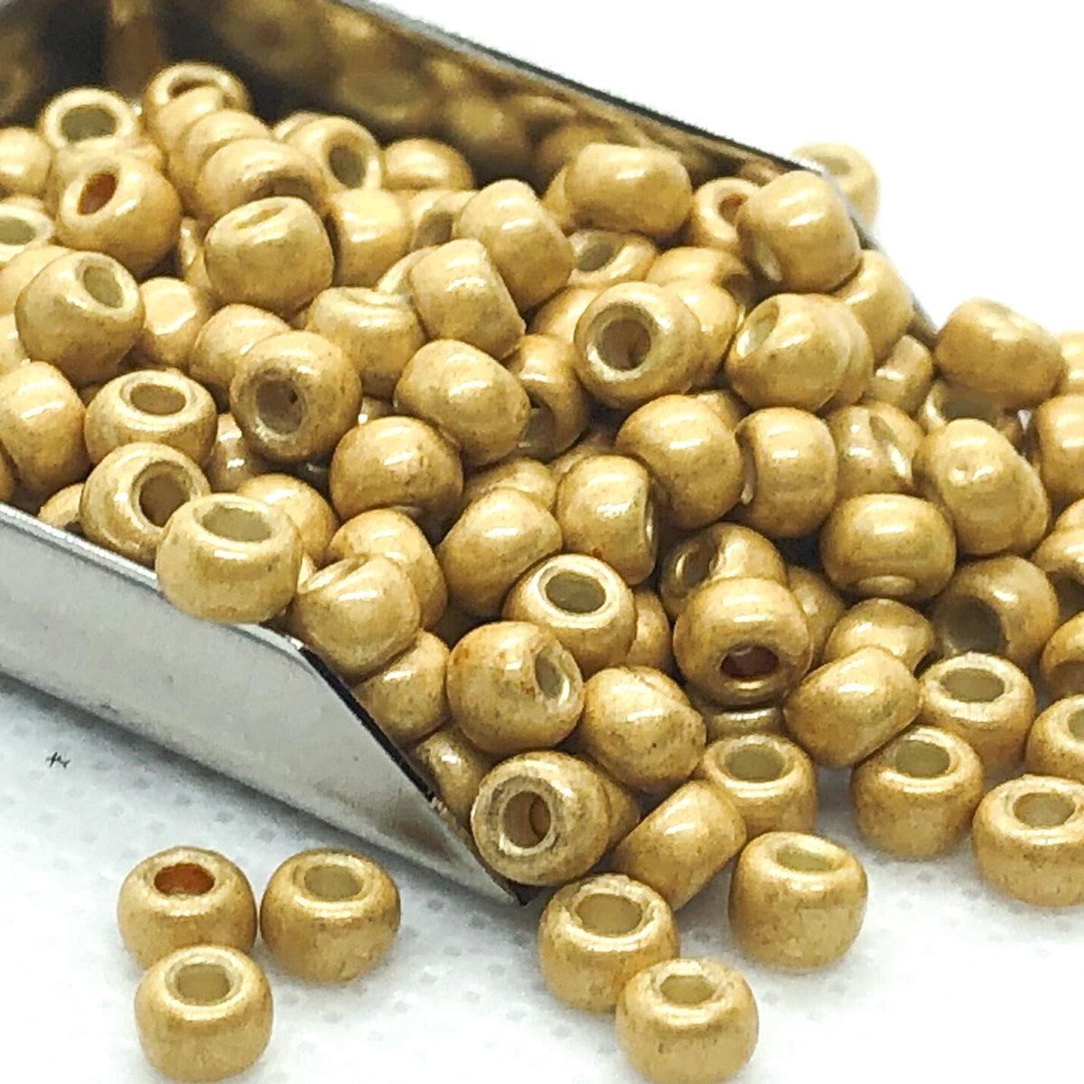 TOHO 6/0 Permanent Finish Seed Beads - Matte Gold Galvanized (14g - Approx 180 Pieces) - Too Cute Beads