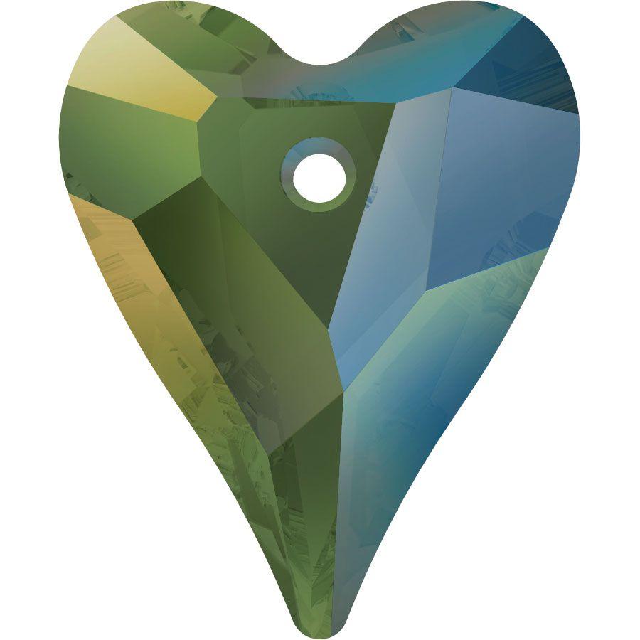 Swarovski 12mm Wild Heart Pendant - Crystal Iridescent Green