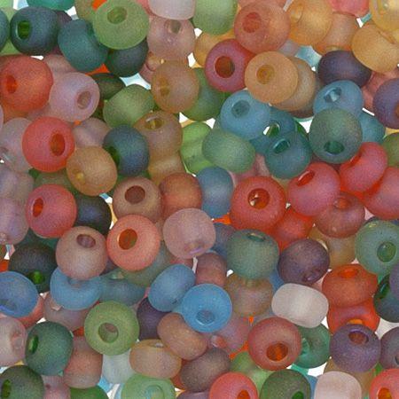 CZECH SEEDBEAD APPROX 22g VIAL 6/0 IRIDESCENT MATT ASSORTED - Too Cute Beads