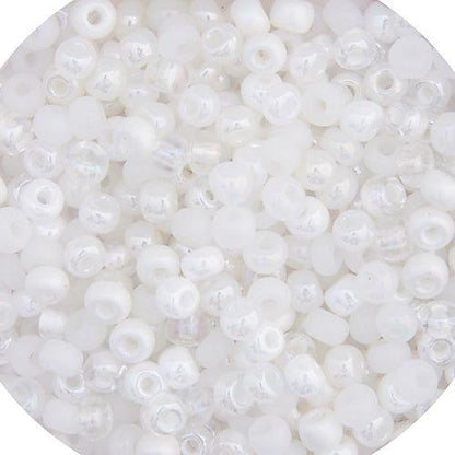 CZECH SEEDBEAD APPROX 22g VIAL 6/0 PEARL MULTI WHITE - Too Cute Beads