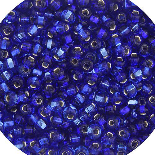 CZECH SEEDBEAD APPROX 22g VIAL 6/0 SILVERLINE BLUE/SAPPHIRE - Too Cute Beads