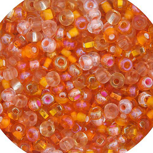 CZECH SEEDBEAD APPROX 22g VIAL 6/0 SILVERLINE ORANGE MIX - Too Cute Beads
